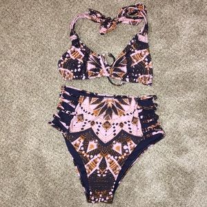 Xhilaration geometric print high-waist bikini